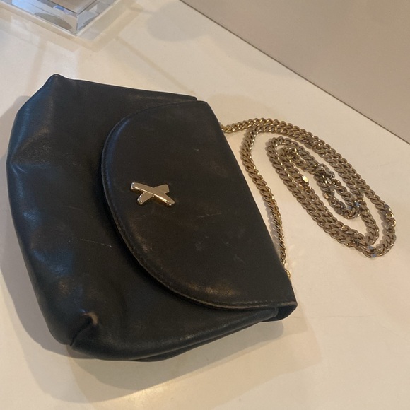 Paloma Picasso Vintage 80’s bag black leather crossbody bag w gold chain strap - Picture 12 of 12